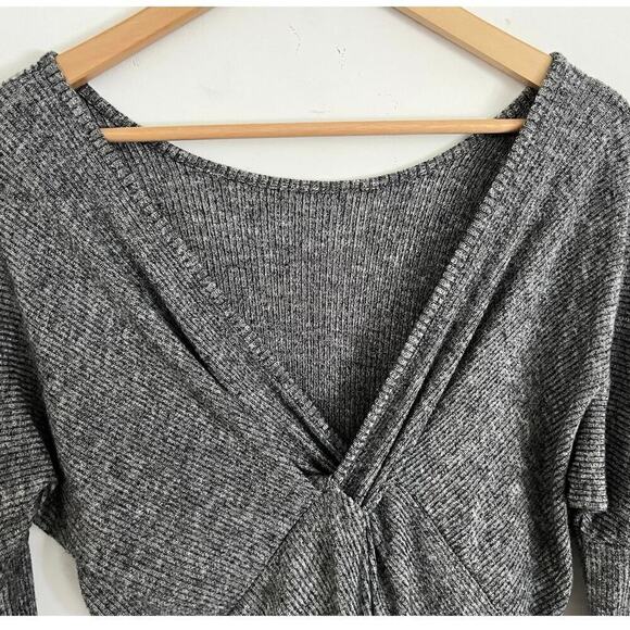 Addie Ribbed Knit Top Women’s Size Small Gray Cross Back Stretch Dolman Sleeve - Picture 2 of 4